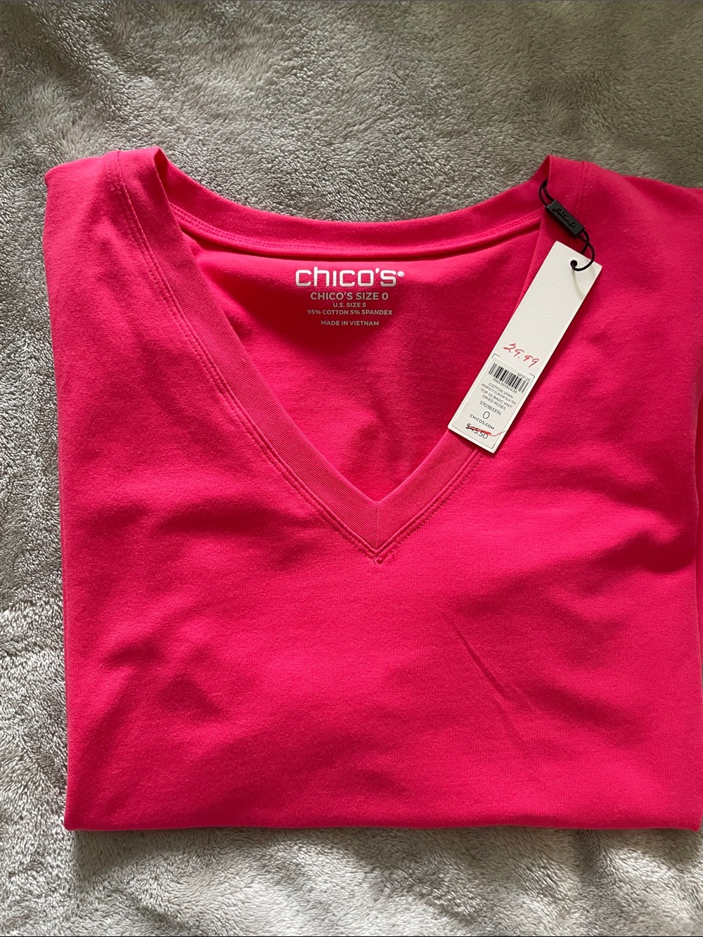 Chico's V-Neck Short Sleeve Top in Watermelon